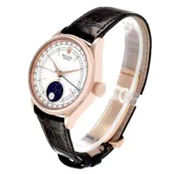 ROLEX CELLINI MOONPHASE WHITE DIAL ROSE GOLD MENS WATCH 50535