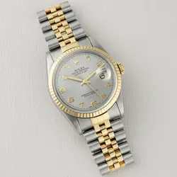 ROLEX DATEJUST 36, 16233 STEEL & YELLOW GOLD, SILVER ARABIC DIAL, JUBILEE BRA...