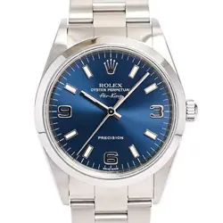 USED ROLEX AIR KING 14000M BLUE CASE: 34MM BAND: 17.5CM MEN'S WATCH #1131012