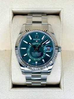 2023 ROLEX SKY-DWELLER 42MM 336934 STAINLESS STEEL OYSTER GREEN DIAL