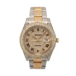 ROLEX DATEJUST 41MM 116333 ICED OUT PAVE DIAMOND TWO TONE GOLD STEEL WATCH