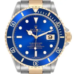 ROLEX SUBMARINER BLUE DIAL STEEL YELLOW GOLD MENS WATCH 16613 BOX PAPERS