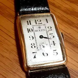 Rolex 18K/750 solid gold small second hand winding men's watch Leather Used