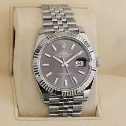 NEW 2024 ROLEX DATEJUST 41 126334 RHODIUM DIAL STEEL JUBILEE FLUTED BOX PAPERS