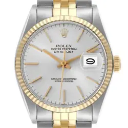 ROLEX DATEJUST SILVER DIAL STEEL YELLOW GOLD VINTAGE MENS WATCH 16013