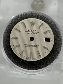 Genuine Rolex Datejust 26mm Silver Tapestry w/ stick hour markers