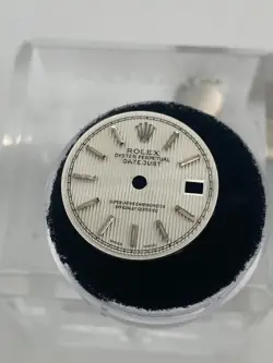 Genuine Rolex Datejust 26mm Silver Tapestry w/ stick hour markers