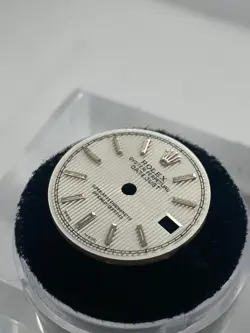 Genuine Rolex Datejust 26mm Silver Tapestry w/ stick hour markers