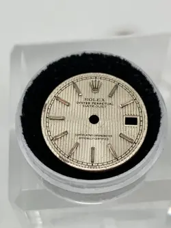 Genuine Rolex Datejust 26mm Silver Tapestry w/ stick hour markers