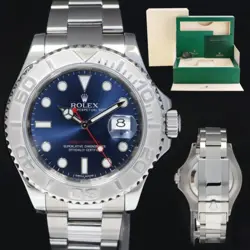 2018 MINT ROLEX YACHT-MASTER 116622 STEEL PLATINUM BLUE 40MM WATCH BOX