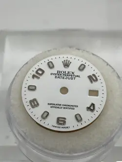 GENUINE ROLEX DATEJUST 26MM WHITE DIAL SILVER ARABIC NUMERALS