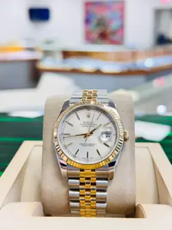 Rolex Datejust 116233 18K Yellow Gold /SS Jubilee Band Fluted Bezel Silver Dial