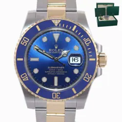 2018 MINT ROLEX SUBMARINER BLUE CERAMIC 116613LB TWO TONE YELLOW GOLD WATCH BOX