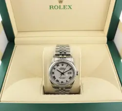 2004 ROLEX DATEJUST 16220 WHITE ROMAN DIAL SS JUBILEE NO PAPERS 36MM