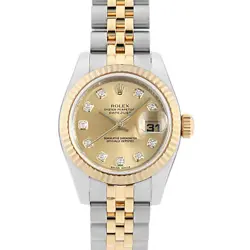 ROLEX DATEJUST 10P DIAMOND 179173G CHAMPAGNE GOLD Z NUMBER SECOND HAND WOMEN
