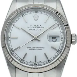 ROLEX DATEJUST MEN'S WATCH 16234(P) K18WG/STAINLESS STEEL MENSWATCH WHITE FI...