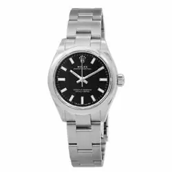 ROLEX OYSTER PERPETUAL 28 AUTOMATIC CHRONOMETER BLACK DIAL LADIES WATCH
