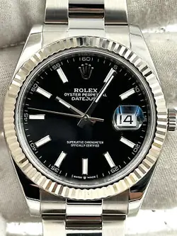 ROLEX DATEJUST 41MM BLACK INDEX DIAL OYSTER BRACELET 126334 BOX & PAPERS 2021