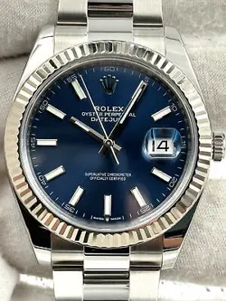 ROLEX DATEJUST 41MM BLUE INDEX DIAL OYSTER BRACELET 126334 BOX & PAPERS 2020