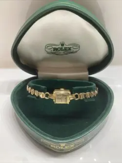 LADIES VINTAGE 18K GOLD ROLEX PRECISION MANUAL WIND WATCH WITH BOX