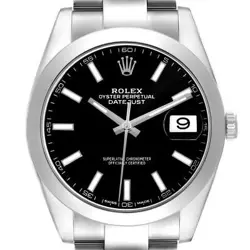 ROLEX DATEJUST 41 BLACK DIAL STEEL MENS WATCH 126300 BOX CARD
