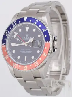 MINT Rolex GMT-Master II PEPSI Red Blue NO-HOLES Steel 3186 40mm 16710 Watch