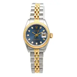 LADIES ROLEX OYSTER PERPETUAL 69173 DATEJUST DIAMOND WRISTWATCH 18K GOLD SS BOX