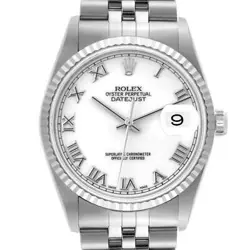 ROLEX DATEJUST ROMAN DIAL STEEL WHITE GOLD MENS WATCH 16234