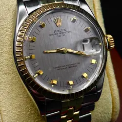 VINTAGE ROLEX OYSTER PERPETUAL DATE 1505 TWO-TONE GOLD & STEEL JUBILEE 34MM