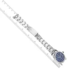 ROLEX DATE BLUE DIAL ENGINE TURNED BEZEL STEEL MENS WATCH 15210