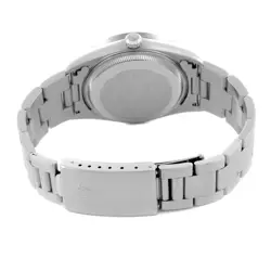 ROLEX DATE BLUE DIAL ENGINE TURNED BEZEL STEEL MENS WATCH 15210