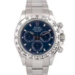 MINT PAPERS ROLEX DAYTONA COSMOGRAPH BLUE 18K WHITE GOLD WATCH 116509 BOX