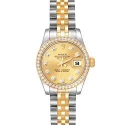 ROLEX DATEJUST 26 STEEL YELLOW GOLD DIAMOND LADIES WATCH 179383 BOX CARD