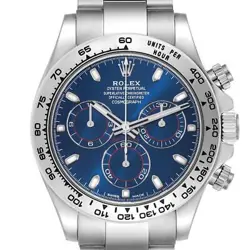 ROLEX DAYTONA BLUE DIAL WHITE GOLD CHRONOGRAPH MENS WATCH 116509 BOX CARD