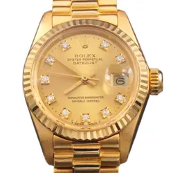 LADIES ROLEX 18K YELLOW GOLD DATEJUST PRESIDENT WATCH GOLD CHAMPAGNE DIAL 6917