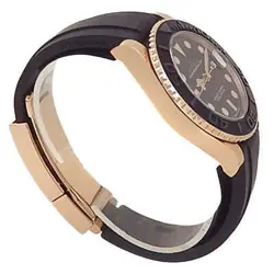 Rolex Yacht-Master 18k Everose Gold Black Rubber Auto Black Men's Watch 268655