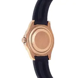 Rolex Yacht-Master 18k Everose Gold Black Rubber Auto Black Men's Watch 268655