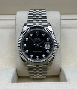 NEW 2024 ROLEX DATEJUST 41 BLACK DIAL DIAMOND 126334 JUBILEE FULL SET