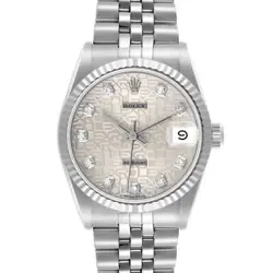 ROLEX DATEJUST MIDSIZE STEEL WHITE GOLD DIAMOND DIAL LADIES WATCH 68274