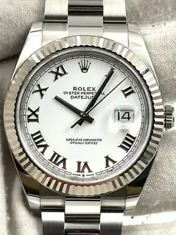 ROLEX DATEJUST 41MM WHITE ROMAN DIAL OYSTER BRACELET 126334 BOX & PAPERS 2021