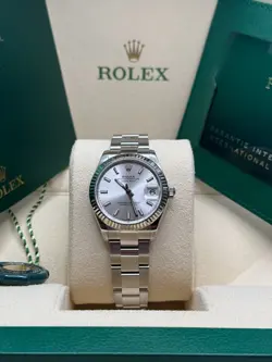 ROLEX DATEJUST 31 SILVER INDEX DIAL STAINLESS STEEL SMOOTH BEZEL OYSTER BRACELET