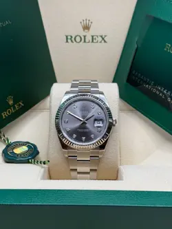 ROLEX DATEJUST 41 RHODIUM GRAY DIAMOND DIAL STAINLESS STEEL OYSTER BRACELET 2022