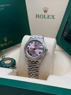 Rolex Datejust 31 NEW 2024 Pink Diamond Roman Diamond Bezel 278384RBR Jubilee
