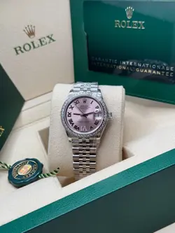 Rolex Datejust 31 NEW 2024 Pink Diamond Roman Diamond Bezel 278384RBR Jubilee