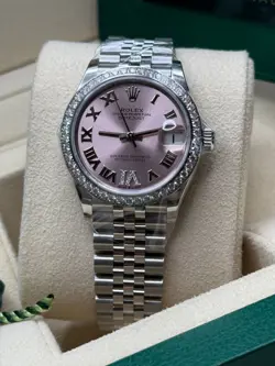 Rolex Datejust 31 NEW 2024 Pink Diamond Roman Diamond Bezel 278384RBR Jubilee