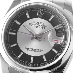 ROLEX Datejust 116200 Black and Silver bar M Number second hand mens