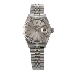 Rolex Datejust 26 69174 Silver Stick 18k White Gold Fluted Jubilee Ladies Watch