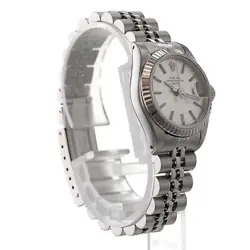 Rolex Datejust 26 69174 Silver Stick 18k White Gold Fluted Jubilee Ladies Watch