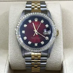 ROLEX DATEJUST 36 RED 10-DIAMOND DIAL TWO-TONE JUBILEE DIAMOND BEZEL ref: 16233
