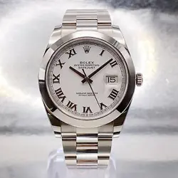 ROLEX DATEJUST 41 STAINLESS STEEL WHITE ROMAN DIAL AUTOMATIC WATCH 126300